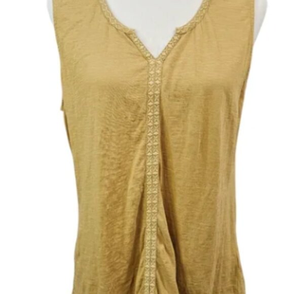 Women’s Kuhl Shay Tank Top Honey Organic Cotton Embroidered Sz Large Sustainable - Picture 3 of 5